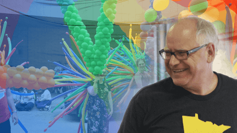 Tim Walz, parade goers from the Twin Cities pride parade
