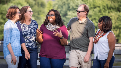 Representative-Elect Ruth Richardson talks with four constituents