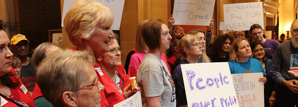 Nicole Smith Holt and other Insulin activists hold a rally at the Minnesota State Capitol